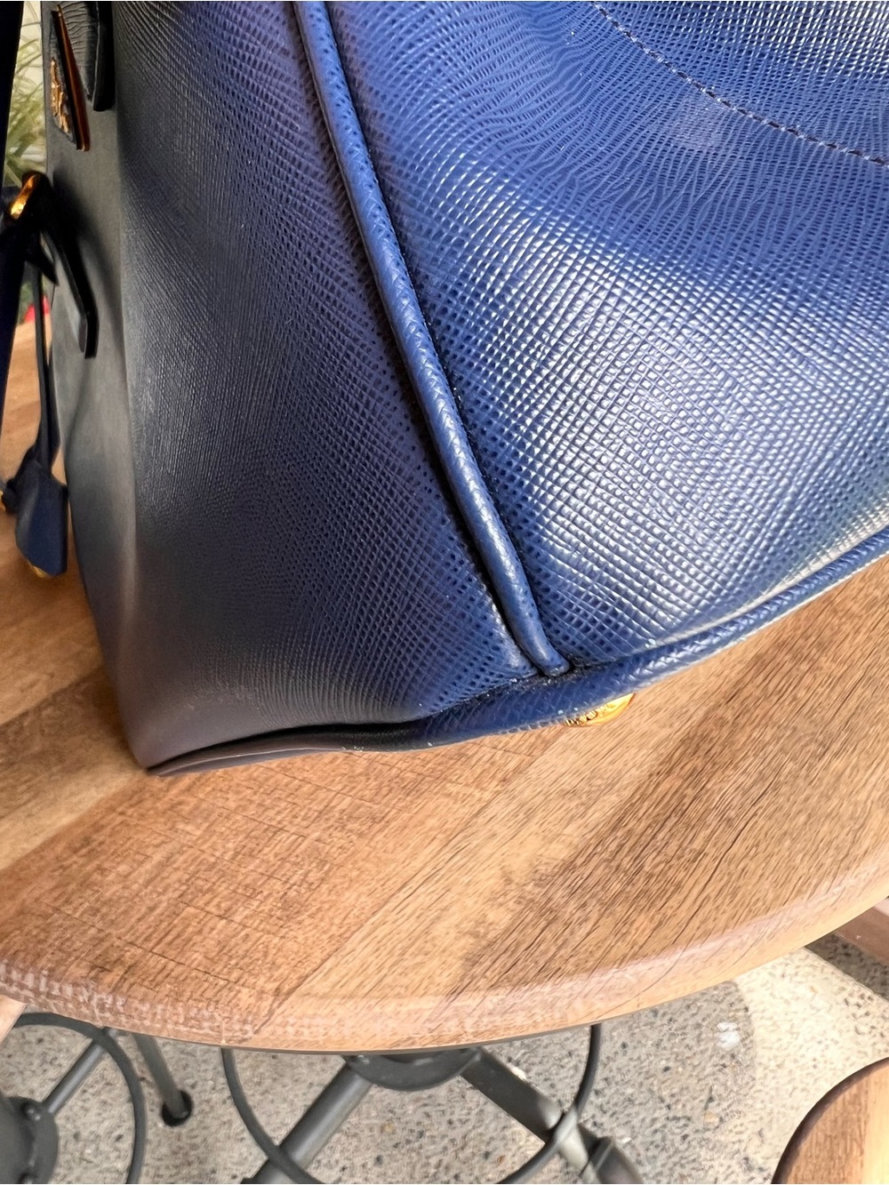 Prada Bluette Blue Saffiano Lux Leather Tote with Gold Hardware - Picture 14 of 16
